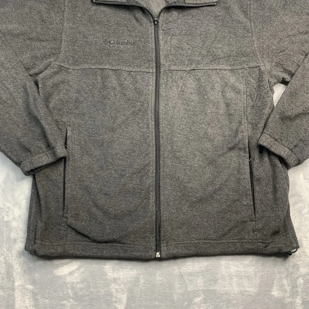 Columbia Fleece Full‎ Zip Jacket Mens Size Large Grey Soft